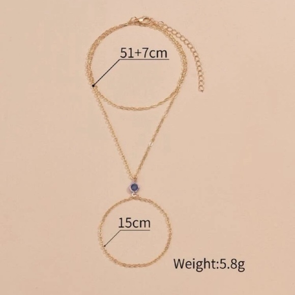 Blue Rhinestone Mittens Anklet Golden Chain - Picture 7 of 7